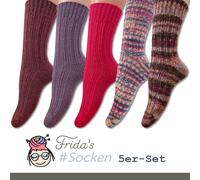 Frida's Calcetines 5er-Set # Rosa-Lila Talla 36-40 5 Par Tejido de Punto Lana