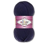 Frida's Wollhaus Alize 100 g Cotton Gold Lana Lana de Verano Hilo Algodón Amigurumi 65 Colores (58 | Azul Marino)