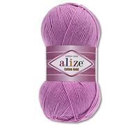 Frida's Wollhaus Alize 100 g Cotton Gold lana, lana de verano, hilo de algodón Amigurumi 65 colores (43 | Morado)