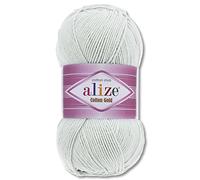Frida's Wollhaus Alize 100 g Cotton Gold lana, lana de verano, hilo de algodón Amigurumi 65 colores (533 | Gris pastel)