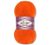 Frida's Wollhaus Alize 100 g de lana de algodón dorada para verano, lana de algodón para amigurumi, 65 colores (37 | Naranja)