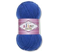 Frida's Wollhaus Alize 100 g de lana de algodón y oro, lana de verano Amigurumi, 65 colores (141, azul real)