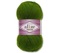 Frida's Wollhaus Alize 100 g de lana de algodón y oro, lana de verano Amigurumi, 65 colores (35, verde oscuro)