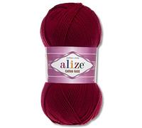 Frida's Wollhaus Alize 100 g de lana de algodón y oro, lana de verano Amigurumi, 65 colores (57, burdeos)