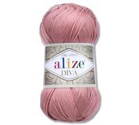 Frida's Wollhaus Alize 100 g de lana Diva para tejer ganchillo, microfibra, 64 colores (354 | rosa)