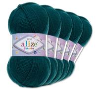 Frida's Wollhaus Alize 100 g Sekerim Bebe Babygarn Lana para Tejer y Ganchillo Acrílico 43 Colores (212 | Petróleo)