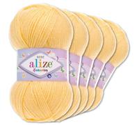 Frida's Wollhaus Alize 100 g Sekerim Bebe Lana para bebés de lana acrílica para tejer y hacer punto, 43 colores (187 | Amarillo claro)