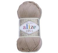 Frida's Wollhaus Alize Diva Lana para tejer, crochet en microfibra - 100 g - 64 colores (167 - Greige)