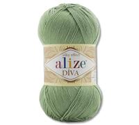 Frida's Wollhaus Alize Diva Lana para tejer y crochet en microfibra 100 g 64 colores (852 - Verde camuflaje)