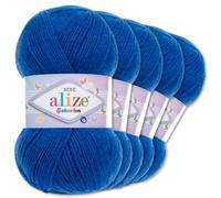 Frida's Wollhaus Alize Sekerim Bebe 100 g Hilo de bebé para tejer ganchillo, acrílico, 43 colores (141, azul real)
