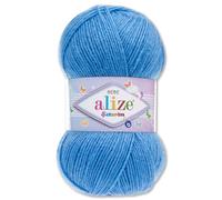 Frida's Wollhaus Alize Sekerim Bebe Baby - Ovillo de lana para tejer ganchillo acrílico, 100 g, 43 colores (289 | azul aciano)