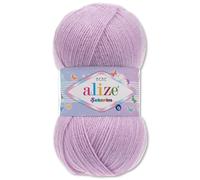 Frida's Wollhaus Alize Sekerim Bebe Baby - Ovillo de lana para tejer ganchillo acrílico, 100 g, 43 colores (027 | morado)