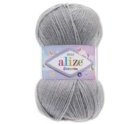 Frida's Wollhaus Alize Sekerim Bebe Baby - Ovillo de lana para tejer ganchillo acrílico, 100 g, 43 colores (344 | gris plateado)
