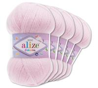 Frida's Wollhaus Alize Sekerim Bebe Ovillo de lana para tejer ganchillo acrílico, 100 g, 43 colores (185 | rosa claro)