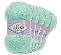 Frida's Wollhaus Alize Sekerim Bebé Pelote de lana para bebé - 100 g - Para tejer y crochet - Acrílico - 43 colores (019 - Verde lago)