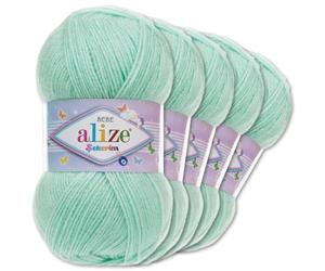 Frida's Wollhaus Alize Sekerim Bebé Pelote de lana para bebé - 100 g - Para tejer y crochet - Acrílico - 43 colores (019 - Verde lago)