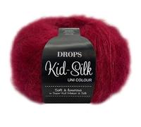 Frida's Wollhaus Drops 25 g Kid-Silk Mohair & Seda Encaje Hilo de Encaje Mullido 47 Colores (14, Rojo)