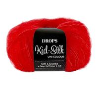 Frida's Wollhaus Drops 25 g Kid-Silk Mohair Seda Hilo de Encaje Lana Hilo Tejer Ganchillo 57 Colores (61 | Rojo Brillante)