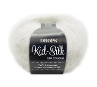 Frida's Wollhaus Drops 25 g Kid-Silk Mohair & Seda Lacegarn Hilo de Encaje Mullido 47 Colores (38 | Tiza)