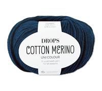 Frida's Wollhaus Drops 50 g de algodón merino superwash lana virgen de algodón Öko-Tex, hilo para tejer ganchillo (08, azul marino)