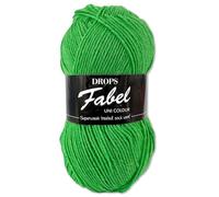 Frida's Wollhaus Drops 50 g Fabel Sockenwolle Schurwolle superwash Garn para tejer y crochet 45 colores (118 | Verde loro)