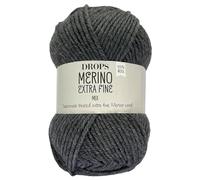 Frida's Wollhaus Drops 50 g Merino Extra Fine Mulesingfrei Lavable Crochet Punto 46 Colores (Mix 04 | Gris)