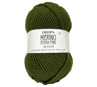 Frida's Wollhaus Drops 50 g Merino Extra Fine Mulesingfrei Lavable Crochet Punto 46 Colores (Uni colour 52 | Hoja Verde)