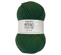Frida's Wollhaus Drops 50 g Merino Extra Fine Mulesingfrei Lavable Crochet Punto 46 Colores (Uni colour 31 | Verde Bosque)