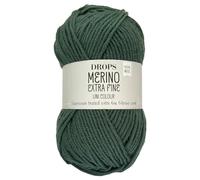Frida's Wollhaus Drops 50 g Merino Extra Fine Mulesingfrei Lavable Crochet Punto 46 Colores (Uni colour 37 | Bosque Niebla)