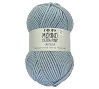 Frida's Wollhaus Drops 50 g Merino Extra Fine Mulesingfrei Lavable Crochet Punto 46 Colores (Uni colour 39 | Azul Hielo)