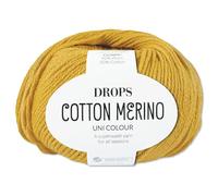 Frida's Wollhaus Drops Hilo de algodón merino, 50 g, lana virgen de algodón para bebé, para tejer para todo el año (15, mostaza)