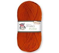 Frida's Wollhaus Hilo de tejer todo uso básico de 100 g #15 de Frida's, hilo para bebé, lana, punto, ganchillo, suave, 45 colores (847 | Rust)
