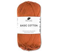 Frida's Wollhaus Pro Lana - 50 g de lana básica de algodón para tejer y ganchillo - 64 colores (25 - Marrón oxidado)