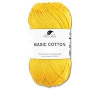 Frida's Wollhaus Pro Lana - Ovillo básico de algodón para tejer, 50 g, 64 colores (22 | amarillo)