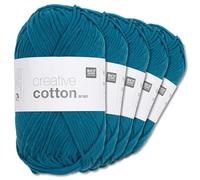 Frida's Wollhaus Rico Design 5 ovillos de 50 g Creative Cotton Aran de lana para tejer, 63 colores (82, azul océano)
