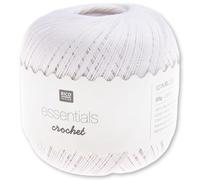 Frida's Wollhaus Rico Design Essentials Crochet Hilo para ganchillo de algodón mercerizado Amigurumi 24 colores (001 | blanco)