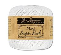 Frida's Wollhaus Scheepjes 50 g Maxi Sugar Rush Hilo de Crochet Filete Algodón 87 Colores (106 | Snow White)