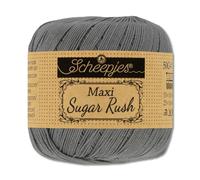 Frida's Wollhaus Scheepjes 50 g Maxi Sugar Rush Hilo para tejer a ganchillo de algodón con 87 colores (242 | Gris Metálico)