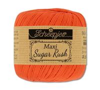 Frida's Wollhaus Scheepjes 50 g Maxi Sugar Rush Hilo para tejer a ganchillo de algodón para fileteado 87 colores (189 | Royal Orange)