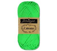 Frida's Wollhaus Scheepjes Catona Lana para tejer 100 % algodón para crochet Amigurumi 10 g - 113 colores (602 - Verde fluo)