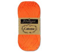 Frida's Wollhaus Scheepjes Catona Lana para tricotear 100 % algodón para crochet Amigurumi 10 g - 113 colores (603 - Naranja fluo)