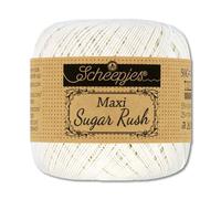 Frida's Wollhaus Scheepjes Maxi Sugar Rush Hilo de ganchillo para ganchillo, 50 g, algodón, 87 colores (105 | blanco novia)