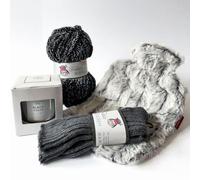 Frida's Wollhaus Set de regalo acogedor en negro para los fans de la lana, lana, ganchillo, regalo, 2 variantes (bolsa de regalo navideña)