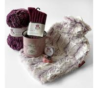 Frida's Wollhaus Set de regalo de flojillo en color lila para los fans de la lana, lana, ganchillo, regalo, 2 variantes (bolsa de regalo navideña)