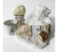 Frida's Wollhaus Set de regalo de invierno en color blanco para los fans de la lana, lana, ganchillo, regalo, 2 variantes (bolsa de regalo navideña)