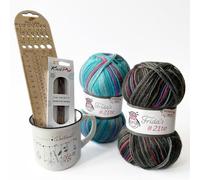 Frida's Wollhaus Set de regalo de poesía de lana multicolor para los fans de la lana, punto de ganchillo, 2 variantes (bolsa de regalo navideña)