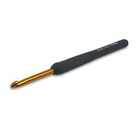 Frida's Wollhaus Tulip Etimo - Aguja de ganchillo con agarre suave, color dorado y negro, punta lisa, 14 tamaños (negro y dorado, 5,0)