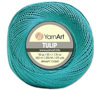 Frida's Wollhaus YarnArt 50 g de hilo tulipán para ganchillo, microfibra, brillante, sedoso, 49 colores (480, turquesa)