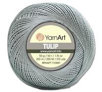 Frida's Wollhaus YarnArt 50 g de hilo tulipán para ganchillo, microfibra, brillante, sedoso, 49 colores (479, gris plateado)