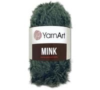 Frida's Wollhaus YarnArt 50 g Hilo para mink con borlas, hilo de felpa, hilo esponjoso, hilo efecto 20 colores (343 | Gris verdoso)